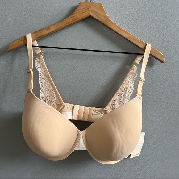 Lively NWT T-Shirt Bra Toasted Almond Beige Underwire Scalloped Lace Back 36DDD - Picture 7 of 13
